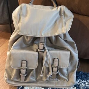 Trendy Beige Backpack with Buckle Accents
